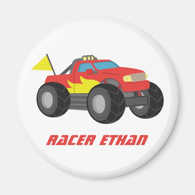 Racing Camion Monster Rouge Magnet personnalisé (Devant)