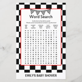 Racing Car Baby Shower Game PRINTED