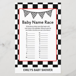 Racing Car Baby Shower Game PRINTED