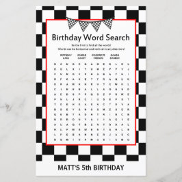 Racing Car Birthday Game PRINTED