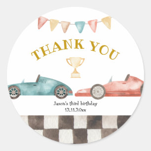 Racing Car Birthday Vielen Dank, dass Sie Sticker