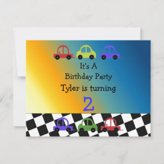 Racing Car Checkered Border Birthday Einladung