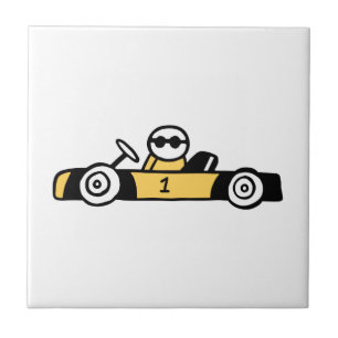 Racing Car Illustration auf T - Shirt gedruckt Fliese
