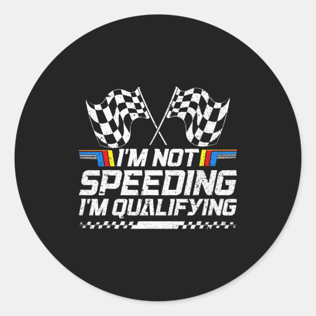 Racing Car Not Speeding Im Qualifying Race Men Kid Runder Aufkleber (Vorderseite)