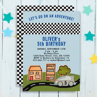 Racing Car Road House Boy Birthday Einladung