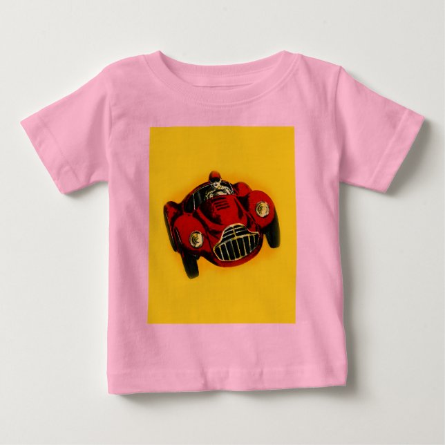 Racing Car Rot Gelb Altes Auto Baby T-shirt (Vorderseite)