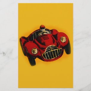 Racing Car Rot Gelb Altes Auto Briefpapier