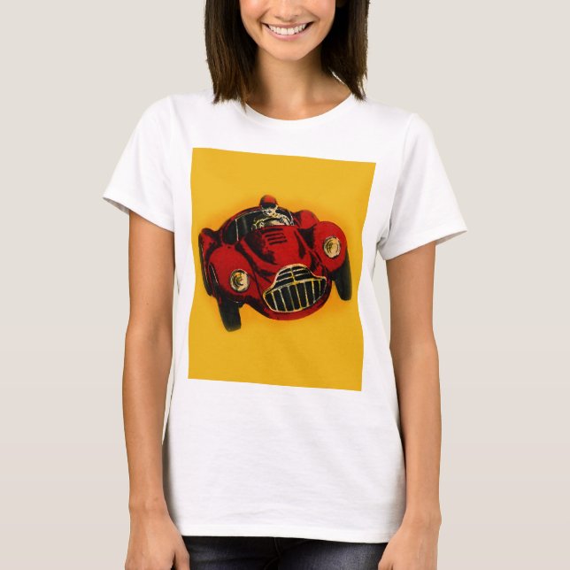 Racing Car Rot Gelb Altes Auto T-Shirt (Vorderseite)