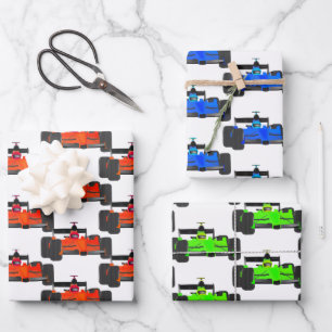 Racing Car Tile Design Wrapping Paper Sheets Geschenkpapier Set