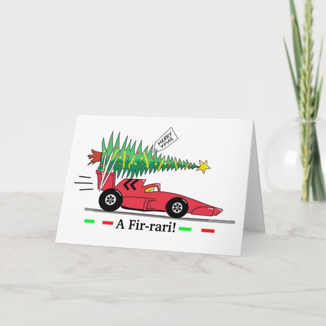 Racing Car Weihnachtskarte Feiertagskarte (Vorderseite)