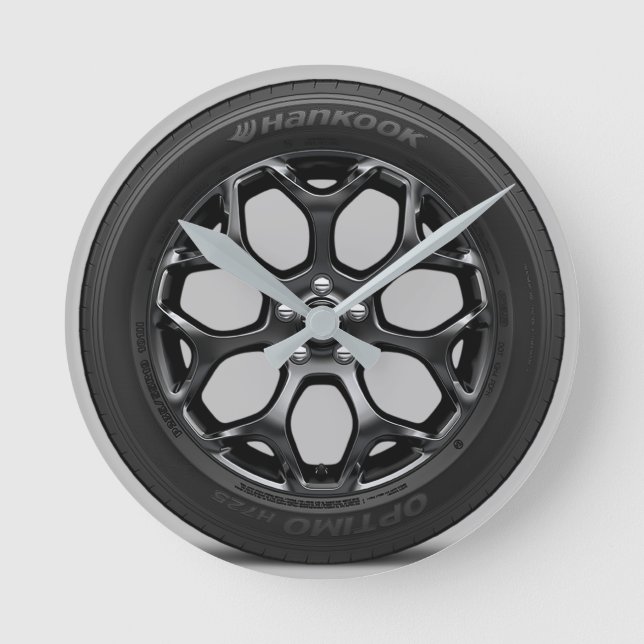 Racing Car Wheel Rim Gran Turismo Film GT7 Runde Wanduhr (Vorderseite)