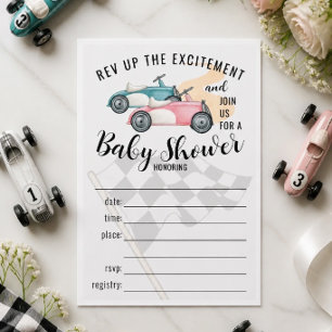 Racing Cars füllen sich mit einer Kinderdusche aus Einladung