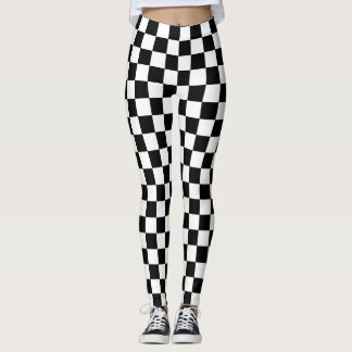 Racing Checkered Flag Schwarz-weißes Schachbrett M Leggings