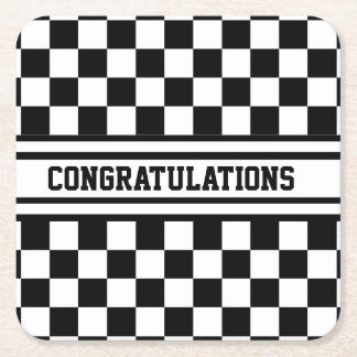 Racing Checkered Sieger Flag Schwarz-Weiß Rechteckiger Pappuntersetzer