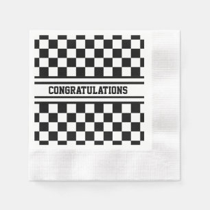Racing Checkered Sieger Flag Schwarz-Weiß Serviette