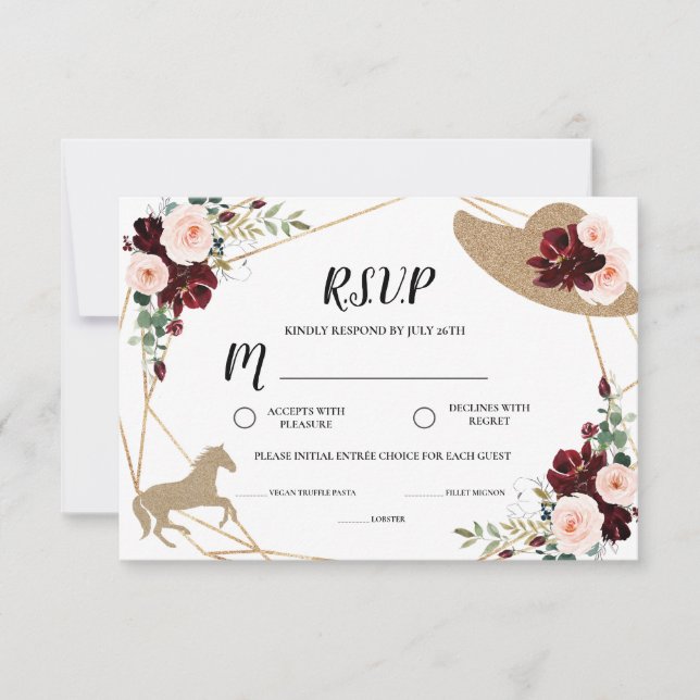 Racing Derby Brautparty Response Card RSVP Karte (Vorderseite)