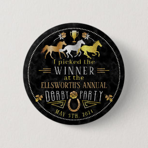 Racing Derby Day Party Art Deco Gewinner Preis Button