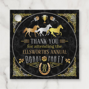 Racing Derby Day Party Black Gold Vielen Dank Geschenkanhänger