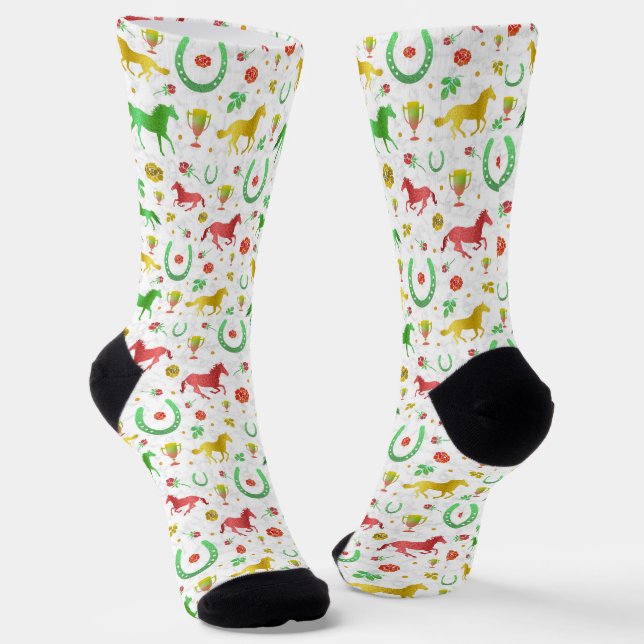 Racing Derby Day Party farbenfrohe Muster Socken (Gewinkelt)