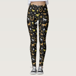 Racing Derby Day Party Schwarzes Gold Muster Leggings