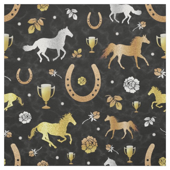 Racing Derby Day Party Schwarzes Gold Muster Stoff (Muster)