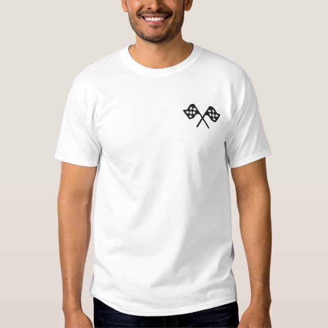 Racing Flags Besticktes T-Shirt (Vorderseite)