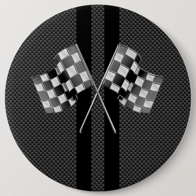 Racing Flags Stripes im Carbon Fibre Style Dekor Button (Vorderseite)