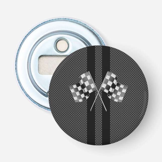 Racing Flags Stripes im Carbon Fibre Style Dekor Flaschenöffner (Vorderseite)