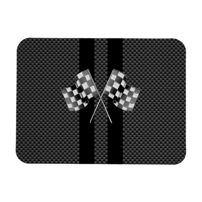 Racing Flags Stripes im Carbon Fibre Style Dekor Magnet (Horizontal)