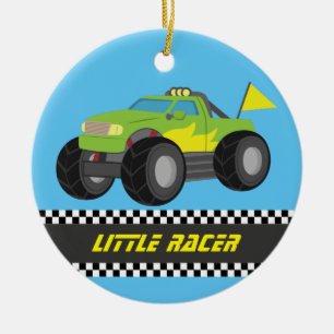Racing Green Monster Truck Rennfahrer Jungen Zimme Keramik Ornament