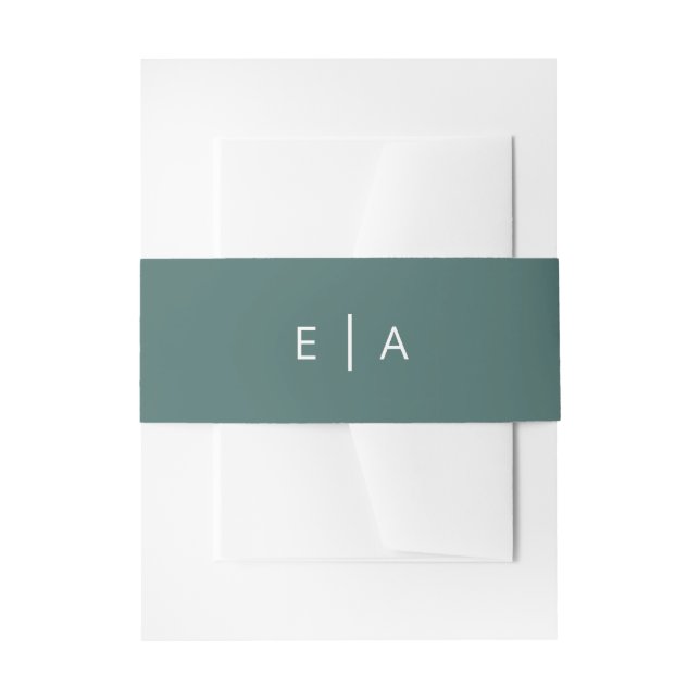Racing Green Simple Initials Monogram Moderner Sch Einladungsbanderole (Vorderseite Beispiel)