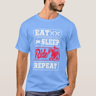 Racing Jockey Eat Sleep Ride Horse Wiederholung fu T-Shirt