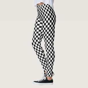 Racing-Leggings in Schwarz-Weiß-Schachbrett Leggings