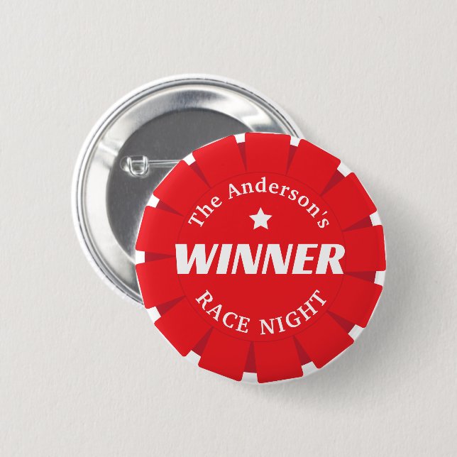 Racing Night First Place Gewinner Rosette Button (Vorne & Hinten)