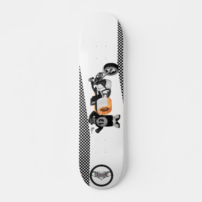 Racing Panda Patrol Schwarz-Weiß detaillierte Skateboard (Vorne)
