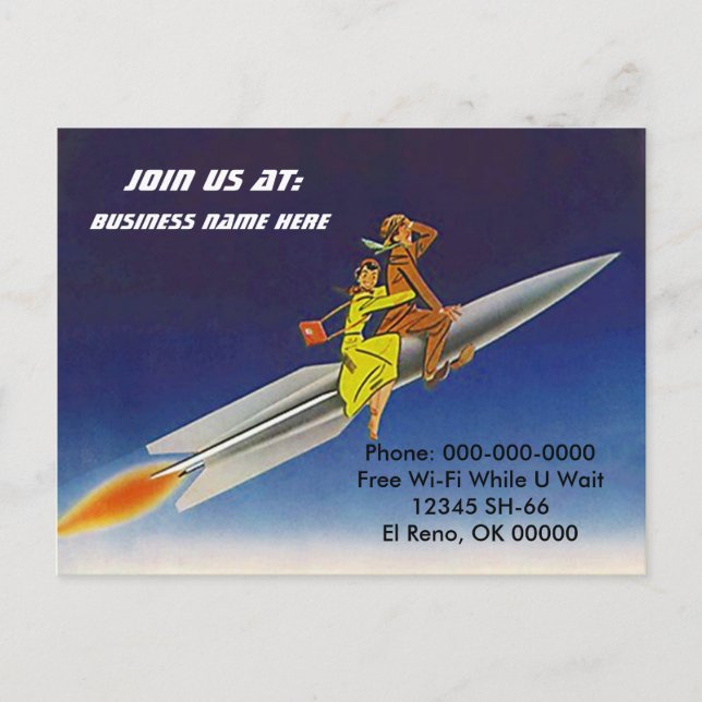 Racing-PC der Postcard Retro Rocket Ship Riders Postkarte (Vorderseite)