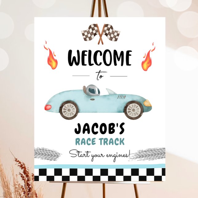 Racing Race Car Zwei schnelles neugieriges Junge W Poster (Von Creator hochgeladen)