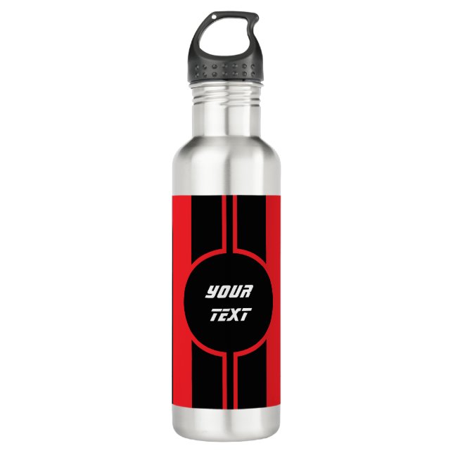 Racing Red Double Stripes Sport Custom Edelstahlflasche (Vorderseite)
