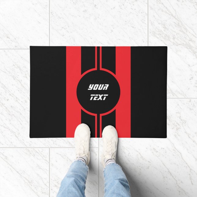 Racing Red Double Stripes Sport Custom Fußmatte (Indoor)