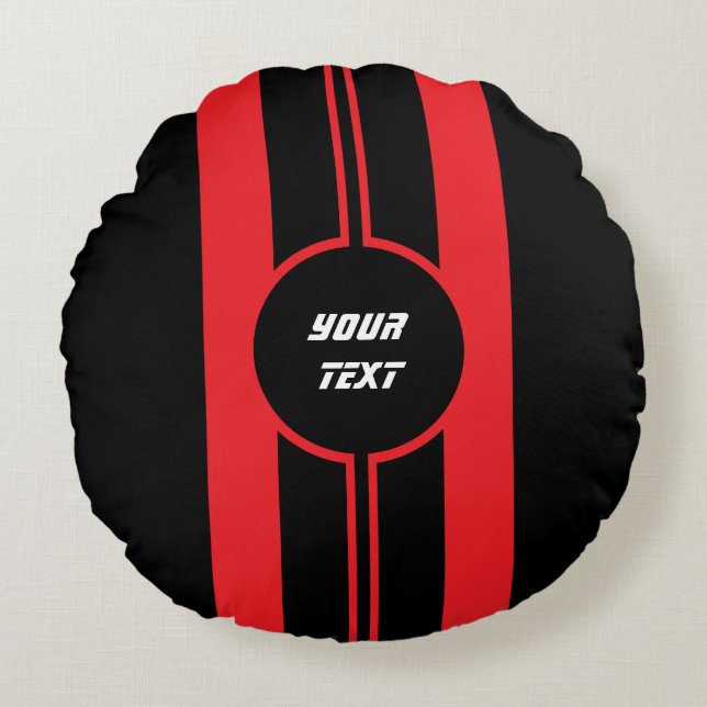 Racing Red Double Stripes Sport Custom Rundes Kissen (Vorderseite)