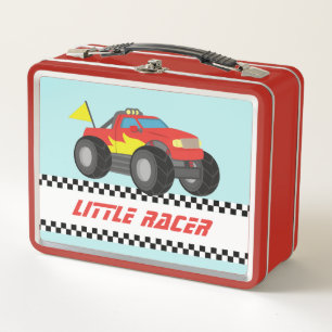 Racing Red Monster Truck Jungen Personalisiert Metall Brotdose