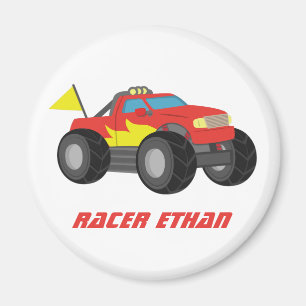 Racing Red Monster Truck Personalisiert Magnet