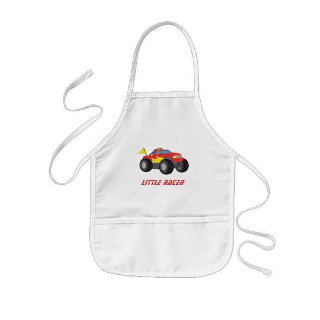 Racing Red Monster Truck Racer Boys Personalisiert Kinderschürze (Vorne)