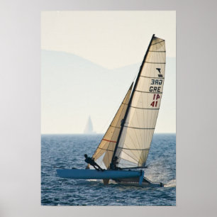 Racing Sailboat Poster