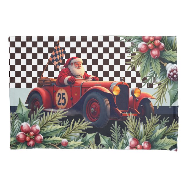 Racing Santa Claus holiday Kissenbezug (Vorderseite)