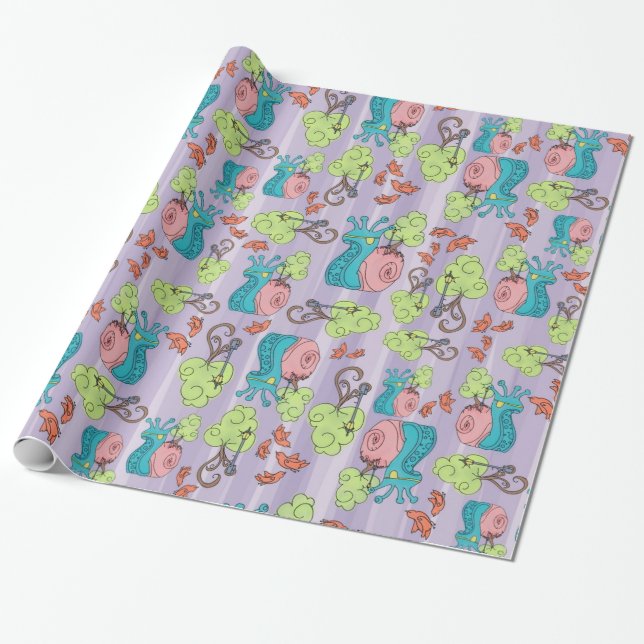 Racing Schnecken und Vögel Geschenkpapier (Ungerollt)