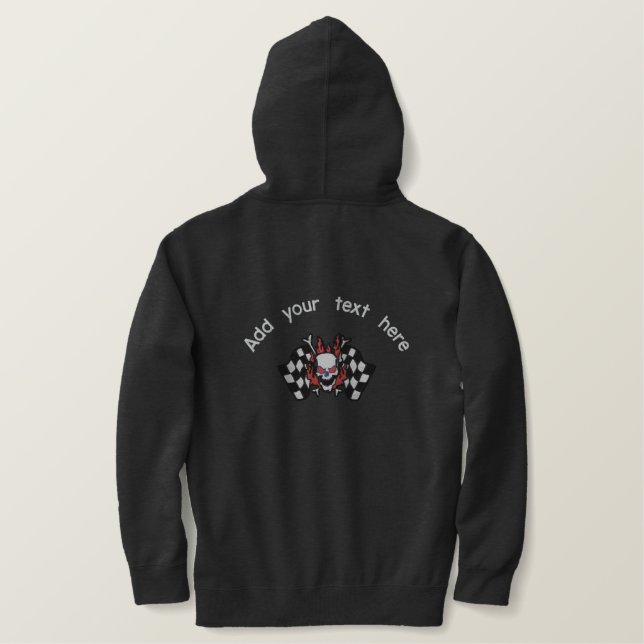 Racing Skull und Crossbones Bestickter Hoodie (Design Rückseite)