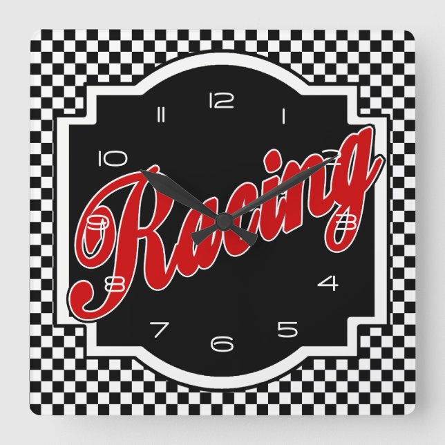 Racing Square Uhr in Schwarz und Weiß (Vorderseite)