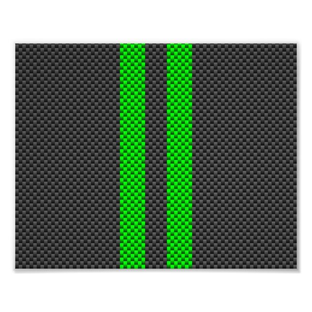 Racing Stripes für elektrische grüne Kohlenstofffa Fotodruck (Vorne)