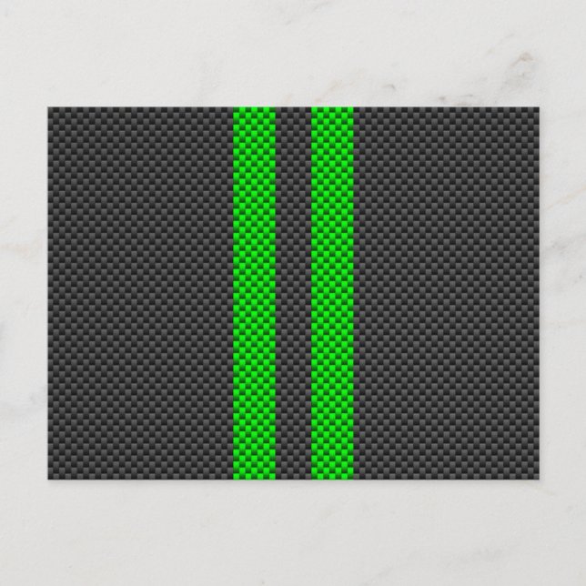 Racing Stripes im grünen Carbon-Faserstil Postkarte (Vorderseite)